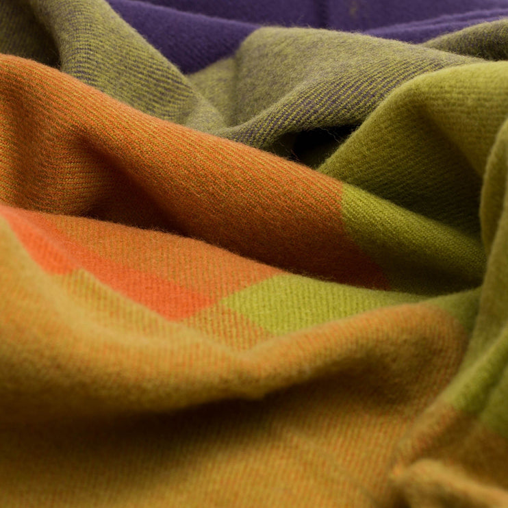 Decke Caracas, Dunkelviolett & Orange, 100% Merinowolle | Hochwertige Wohnaccessoires