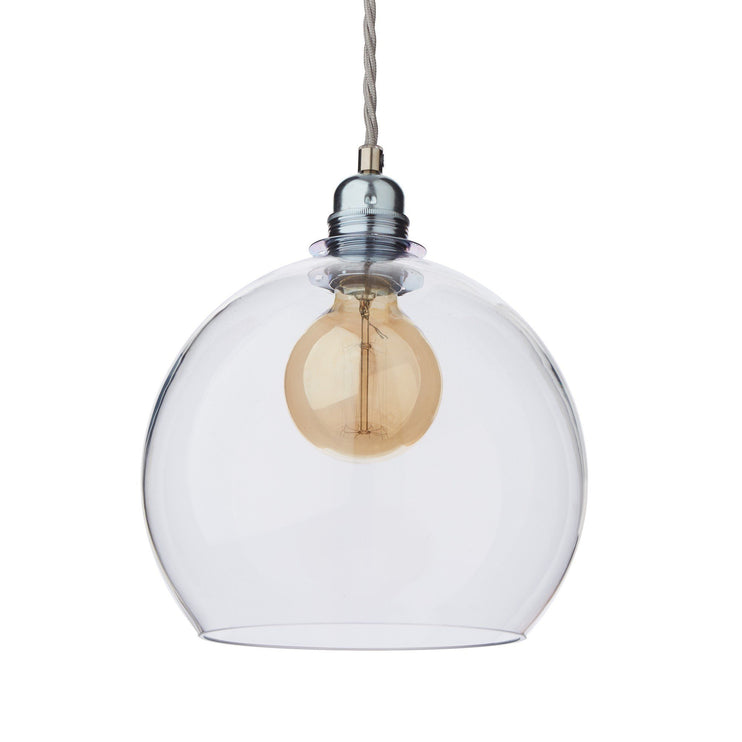 Ribe pendant lamp, transparent & silver, 100% glass & 100% metal