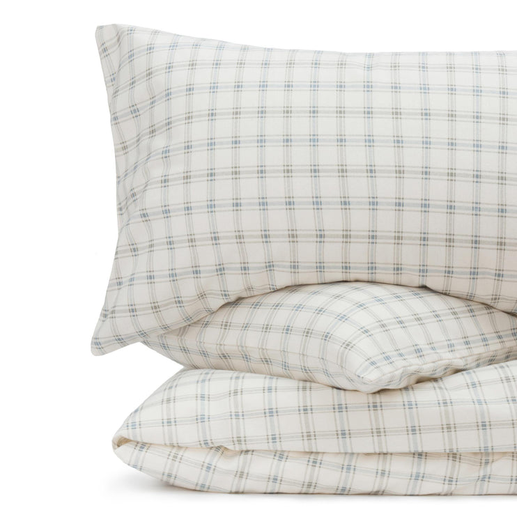 Kissenbezug Kotja, Olivgrün & Hellgrau & Creme, 100% Flanell