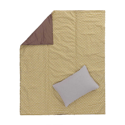 Picknickdecke Saldanha Senfgelb & Natur & Braun, 75% Baumwolle & 25% Leinen