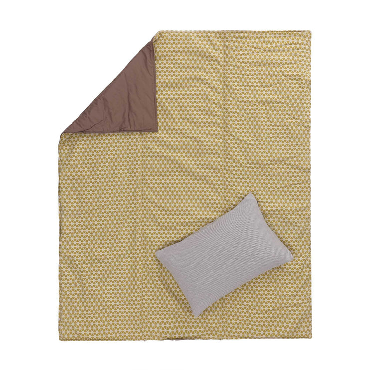 Picknickdecke Saldanha Senfgelb & Natur & Braun, 75% Baumwolle & 25% Leinen