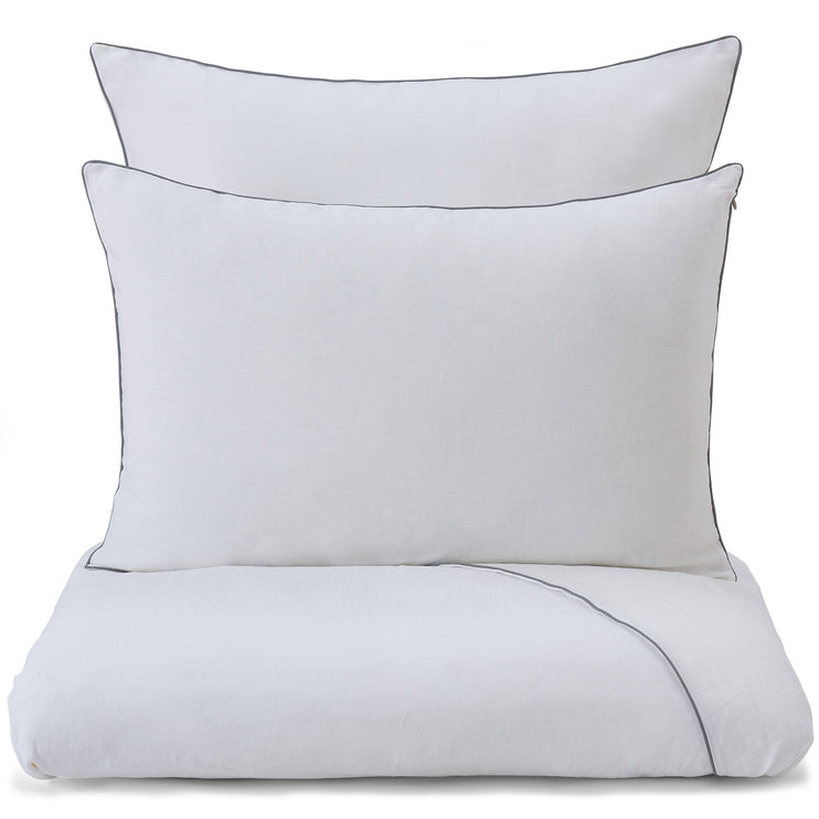 Tercia pillowcase, white & charcoal, 100% linen
