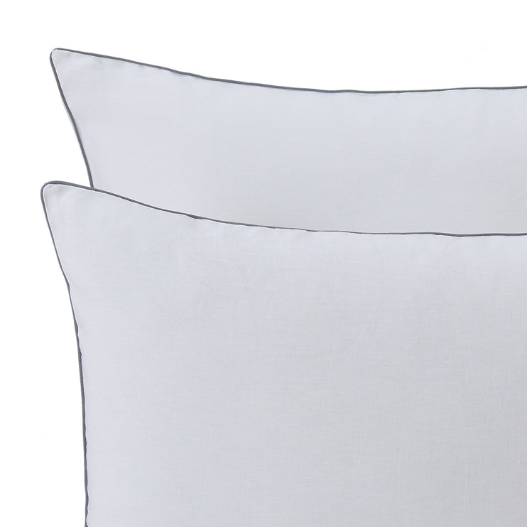 Tercia pillowcase, white & charcoal, 100% linen | URBANARA linen bedding