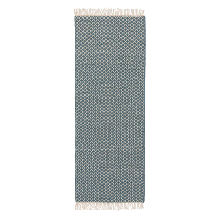 Loni runner, blue & off-white, 100% wool |High quality homewares