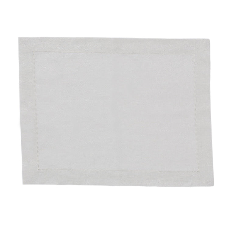 Cavaillon place mat, silver & white, 87% linen & 13% lurex