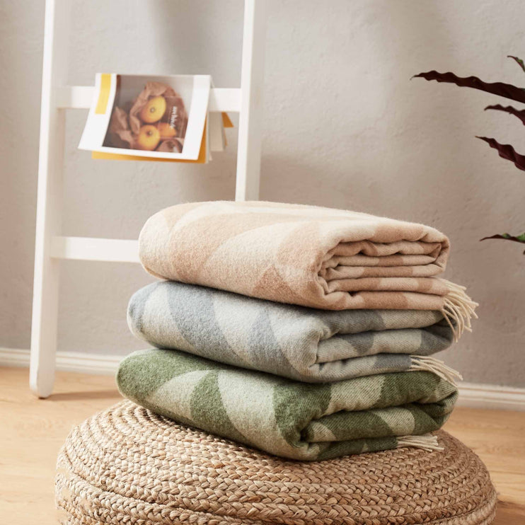 Decke Farum, Beige & Creme, 100% Merinowolle | URBANARA Wolldecken