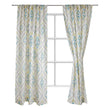 Suide curtain, natural white & turquoise & green, 65% linen & 35% polyester