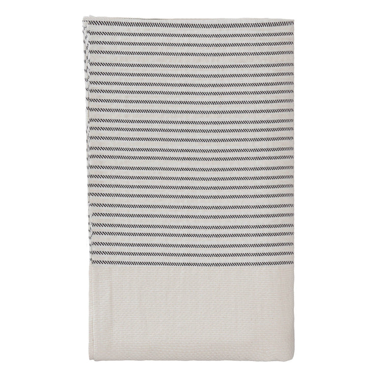 Tagesdecke Kadan, Creme & Schwarz, 50% Leinen & 50% Baumwolle