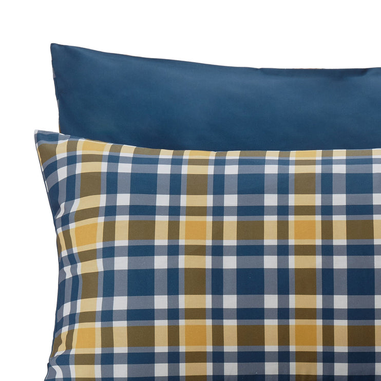Cabril duvet cover, dark blue & mustard & white, 100% cotton | URBANARA cotton bedding