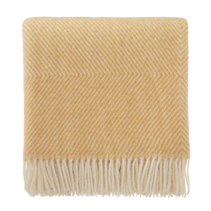 Decke Gotland, Senfgelb & Creme, 100% Schurwolle