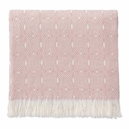 Decke Alcoa, Koralle & Naturweiß, 100% Baumwolle