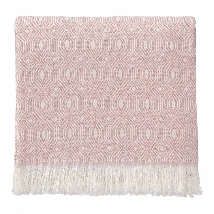 Decke Alcoa, Koralle & Naturweiß, 100% Baumwolle