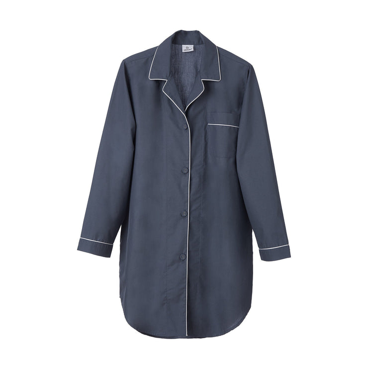 Pyjama Alva, Dunkles Graublau & Weiß, 100% Bio-Baumwolle