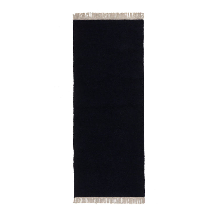 Manu runner, dark blue, 100% wool & 100% cotton | URBANARA runners
