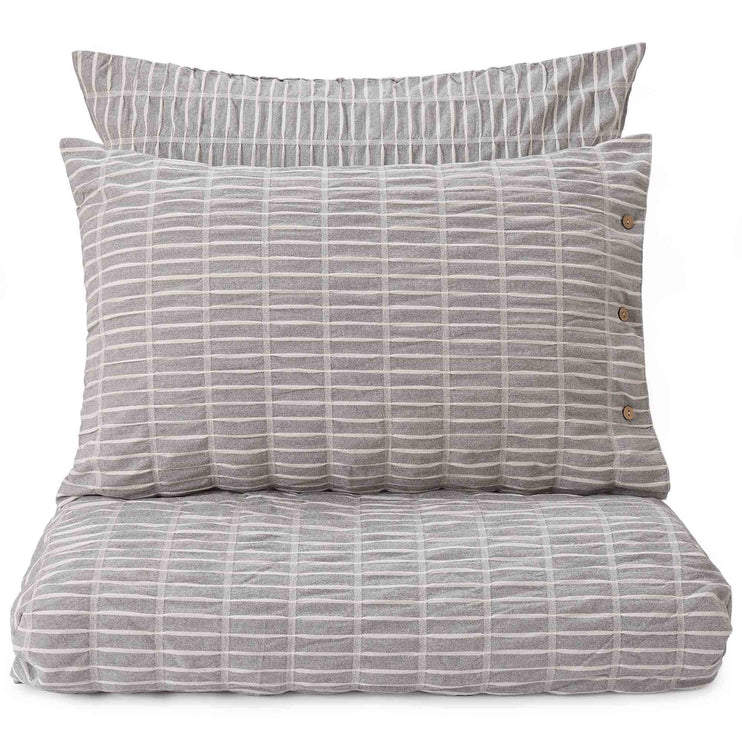 Bayan duvet cover, grey & natural white, 100% cotton