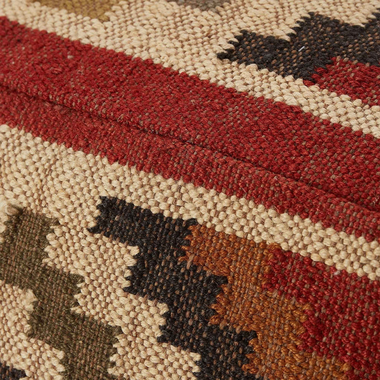 Pouf Gandaki in Rostorange & Sand & Olivgrün aus 90% Jute & 10% Baumwolle | Entdecken Sie unsere schönsten Wohnaccessoires