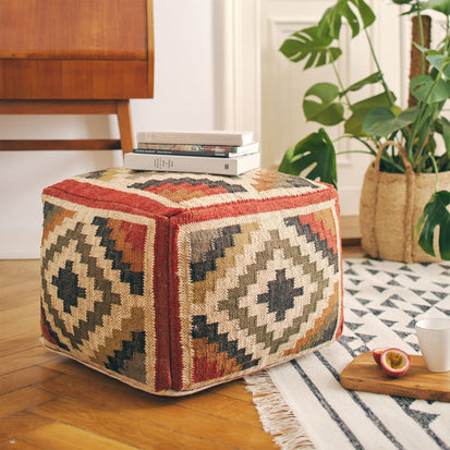 Pouf Gandakiin Rostorange & Sand & Olivgrün | Schöne Ideen für Ihr Zuhause | URBANARA