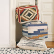 Pouf Gandaki, Rostorange & Sand & Olivgrün, 90% Jute & 10% Baumwolle | URBANARA Hocker & Poufs