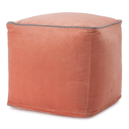 Pouf Godavari, Papaya & Grau, 100% Baumwolle