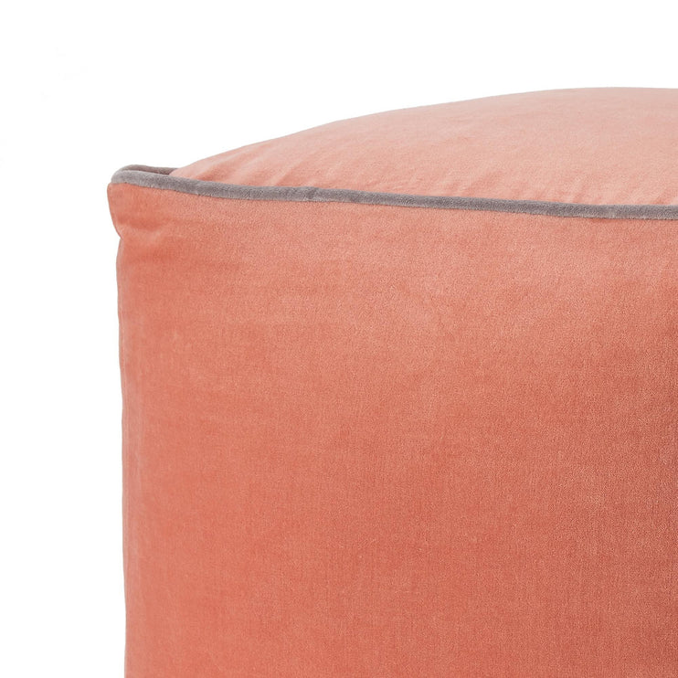Pouf Godavari, Papaya & Grau, 100% Baumwolle | Hochwertige Wohnaccessoires