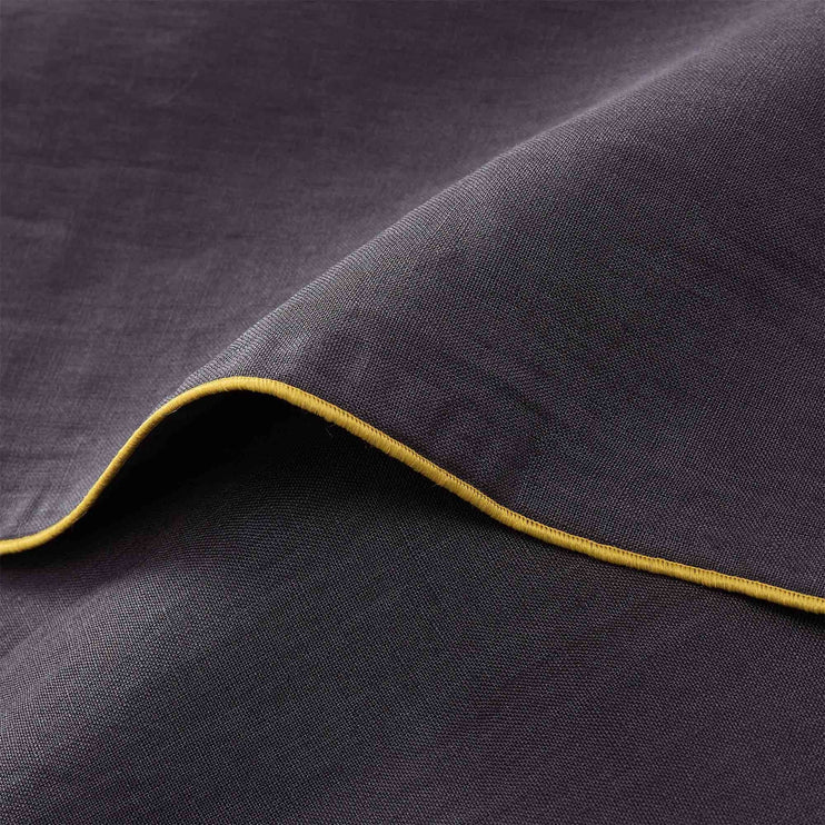 Alvalade duvet cover, dark grey & bright mustard, 100% linen | URBANARA linen bedding