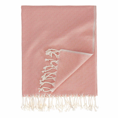 Cesme hammam towel, papaya & white, 100% cotton