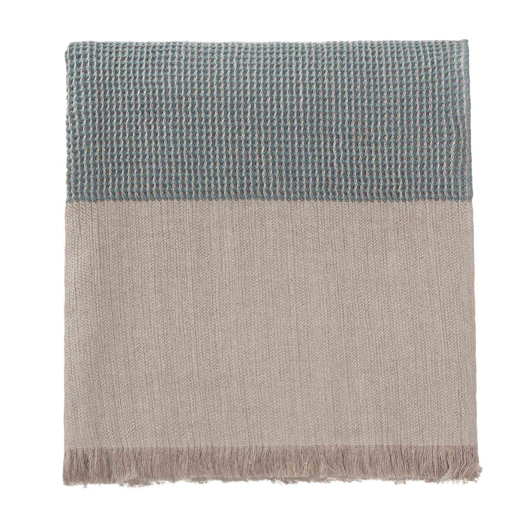Kovai blanket, green grey & natural, 50% linen & 50% cotton