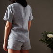 Pyjama Casaal, Dunkles Graublau & Weiß, 100% Leinen & 100% Baumwolle | URBANARA Nachtwäsche