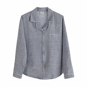 Pyjama Casaal, Dunkles Graublau & Weiß, 100% Leinen & 100% Baumwolle