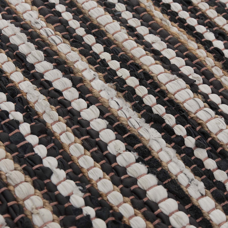 Metz Runner black & white & natural, 20% jute & 20% leather & 60% cotton | URBANARA runners