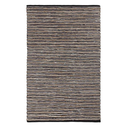 Metz Rug black & white & natural, 20% jute & 20% leather & 60% cotton | URBANARA jute rugs