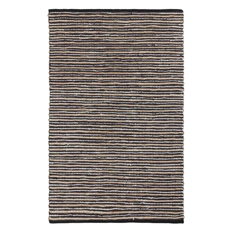 Metz Rug black & white & natural, 20% jute & 20% leather & 60% cotton | URBANARA jute rugs