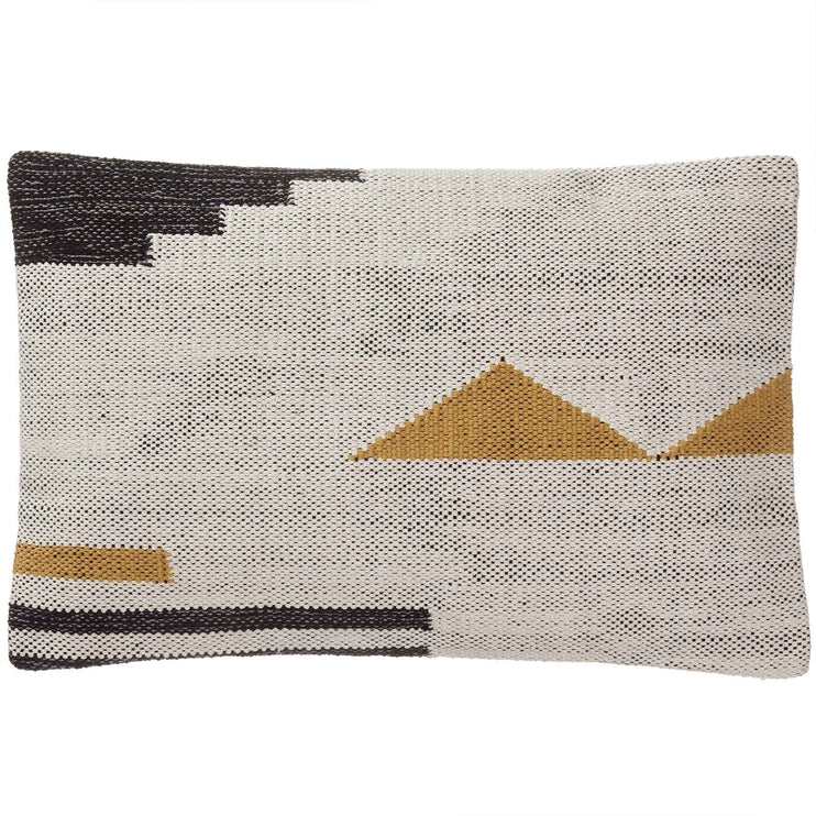 Kissenhülle Raipuri, Naturweiß & Senfgelb & Schwarz, 100% Baumwolle