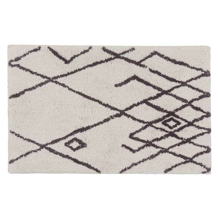 Zerdali bath mat, natural white & dark grey, 100% cotton