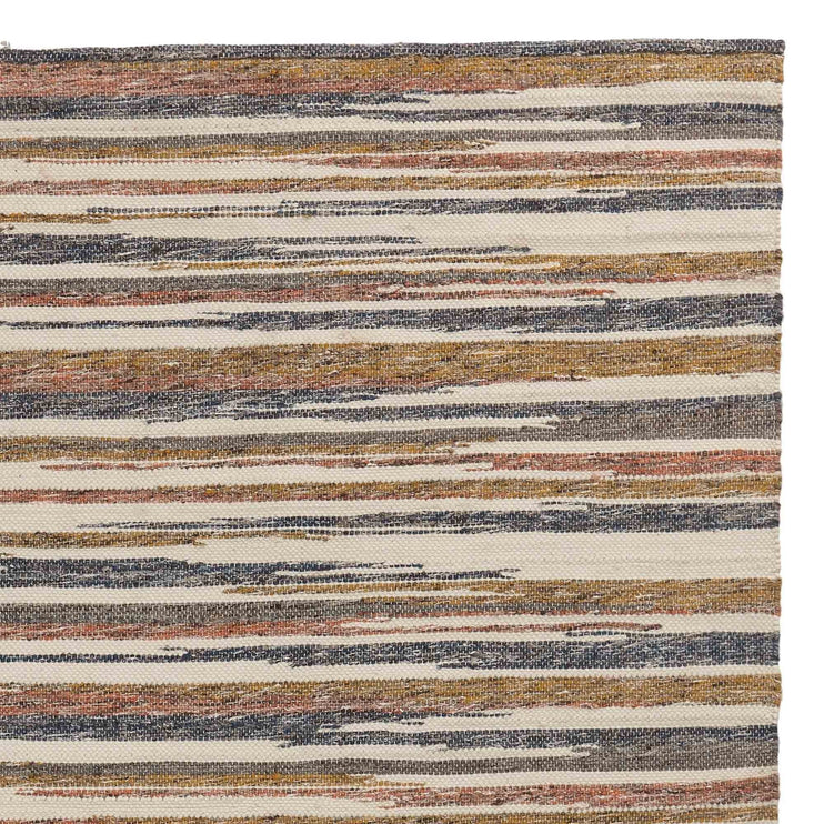 Colmar rug, mustard & cognac & dark blue, 100% new zealand wool