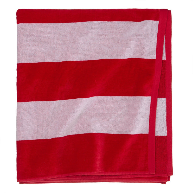 Serena beach towel, red & white, 100% cotton | URBANARA beach towels