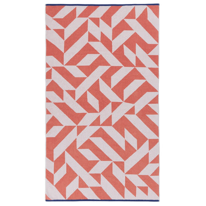 Arua beach towel, papaya & white & ultramarine, 100% cotton