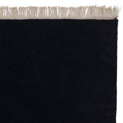 Teppich Manu, Dunkelblau, 100% Wolle & 100% Baumwolle