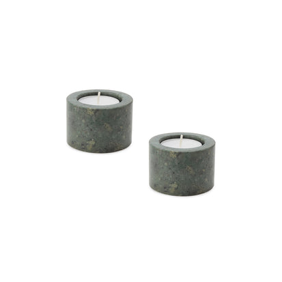 Teelichthalter-Set Nanda green, 100% marble