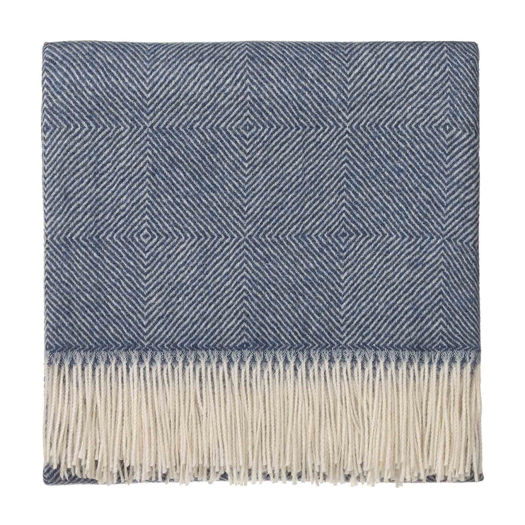 Alanga Alpaca Blanket denim blue & off-white, 100% baby alpaca wool | URBANARA alpaca blankets