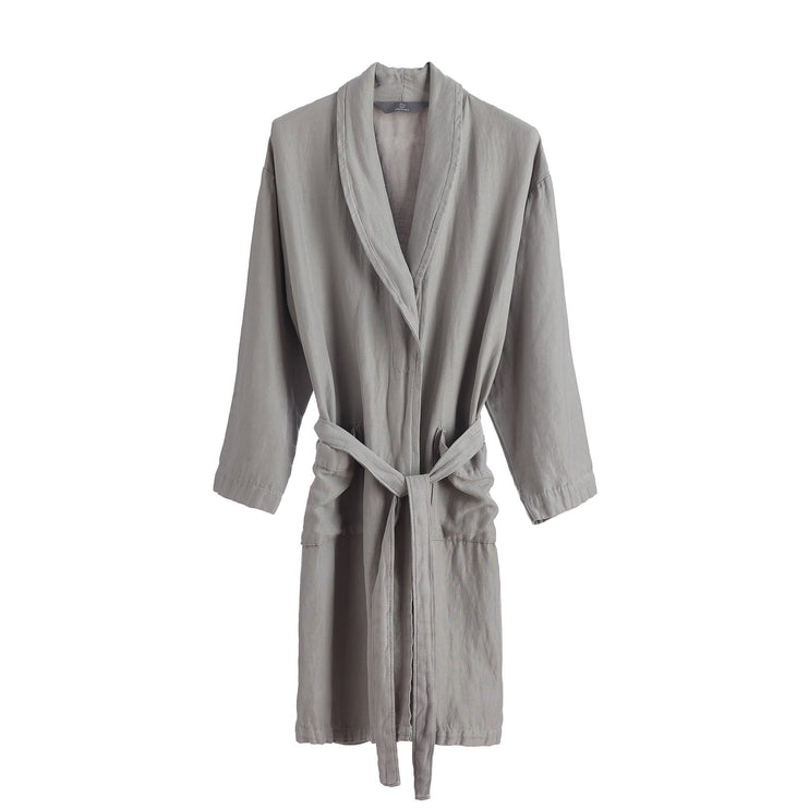 Antero Bathrobe light grey, 55% cotton & 45% linen
