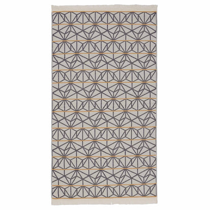 Arade beach towel, natural white & dark blue & mustard, 100% cotton