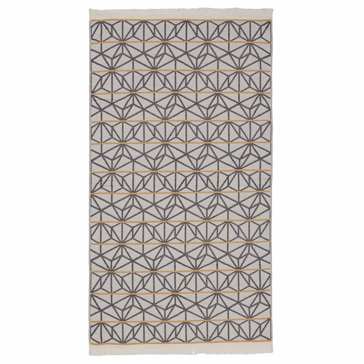 Arade beach towel, natural white & dark blue & mustard, 100% cotton