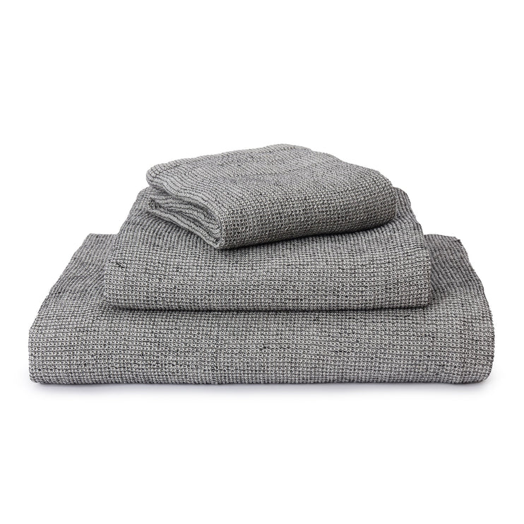 Handtuch Arneiro Schwarz & Naturweiß, 60% Baumwolle & 40% Leinen