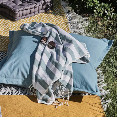 Komana Floor Cushion in green grey | Home & Living inspiration | URBANARA