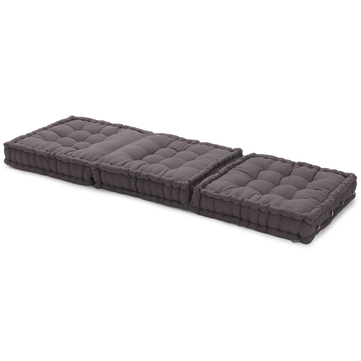 Bakoda Folding Mattress dark grey, 100% cotton | URBANARA stools & poufs