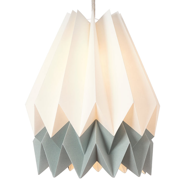 Belia pendant lamp, ivory & aloe green & natural white, 100% paper | URBANARA pendant lamps