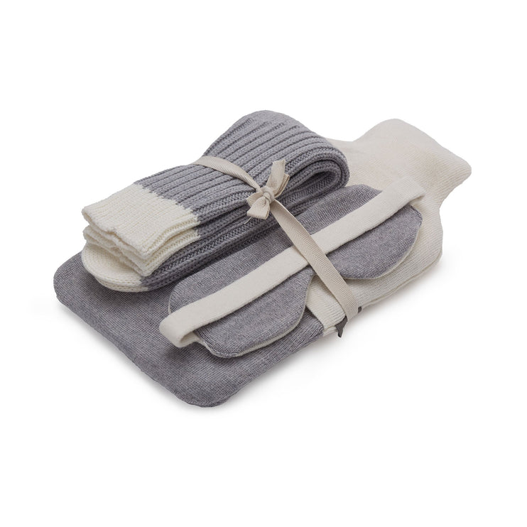 Cadima Christmas Set off-white & light grey melange, 100% merino wool