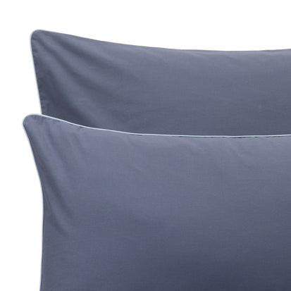 Feine Flanell-Bettwäsche Cambra [Dunkles Graublau & Nebelblau]