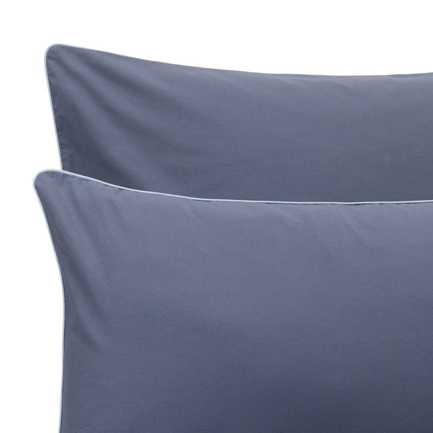 Feine Flanell-Bettwäsche Cambra [Dunkles Graublau & Nebelblau]